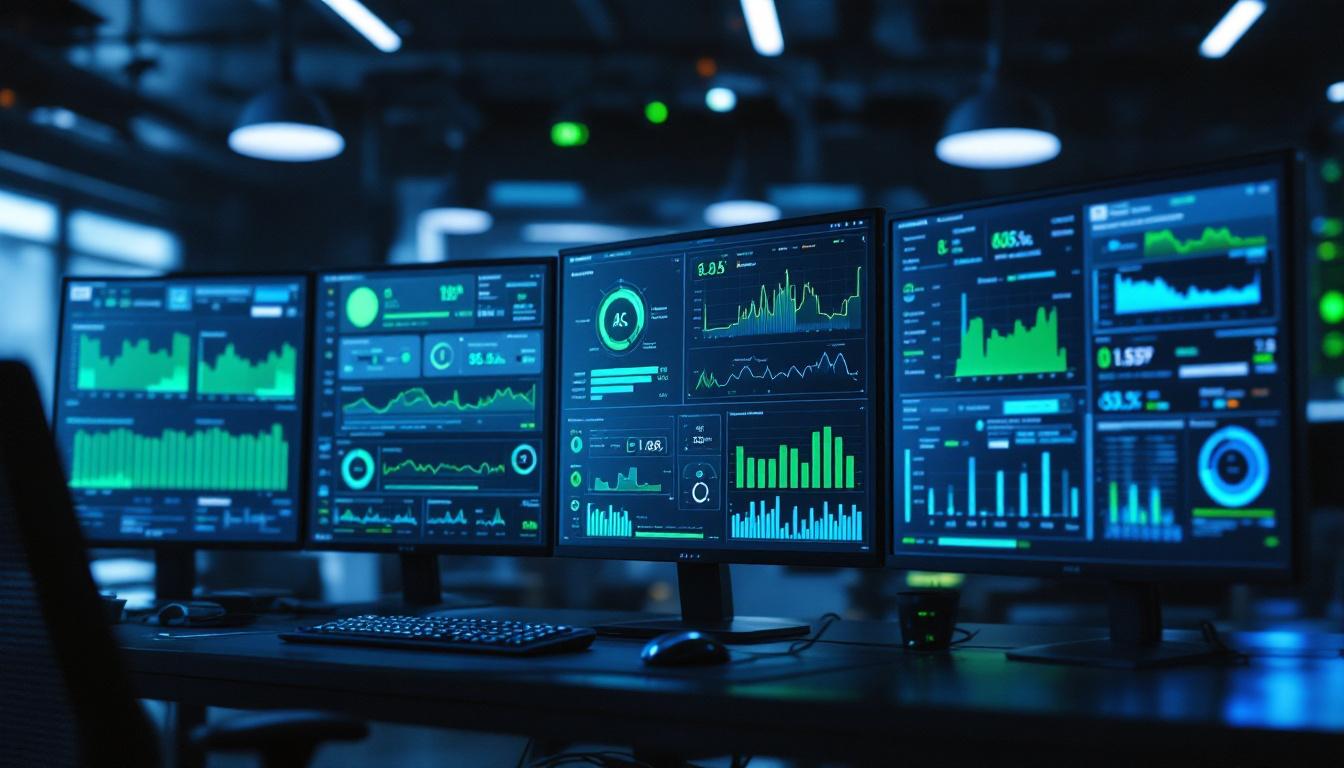 AI production system monitoring dashboard with performance metrics