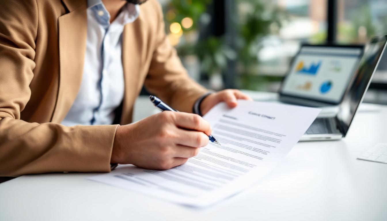 Sydney small business owner reviewing Google Ads service contract clauses about account ownership at office desk