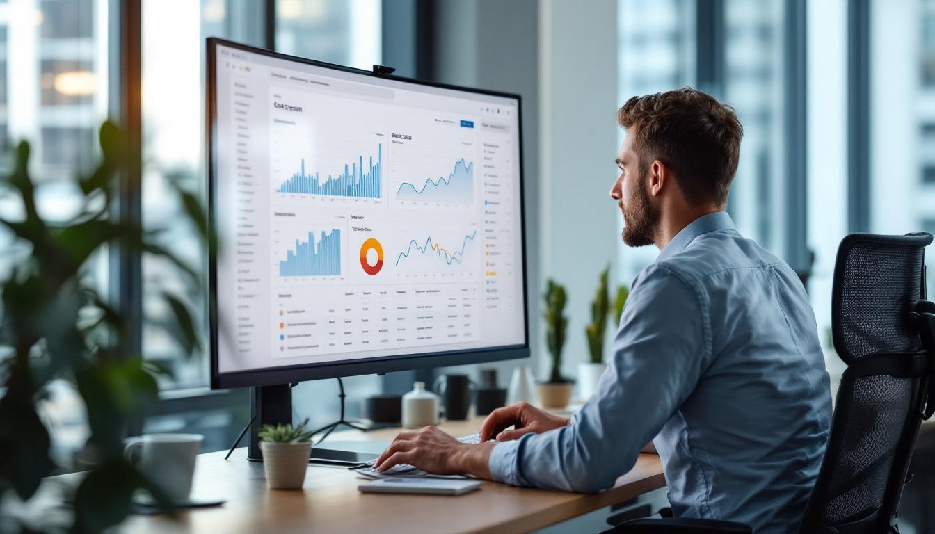 Sydney Google Ads consultant reviewing a clean monthly performance report on a laptop with conversion tracking dashboard visible