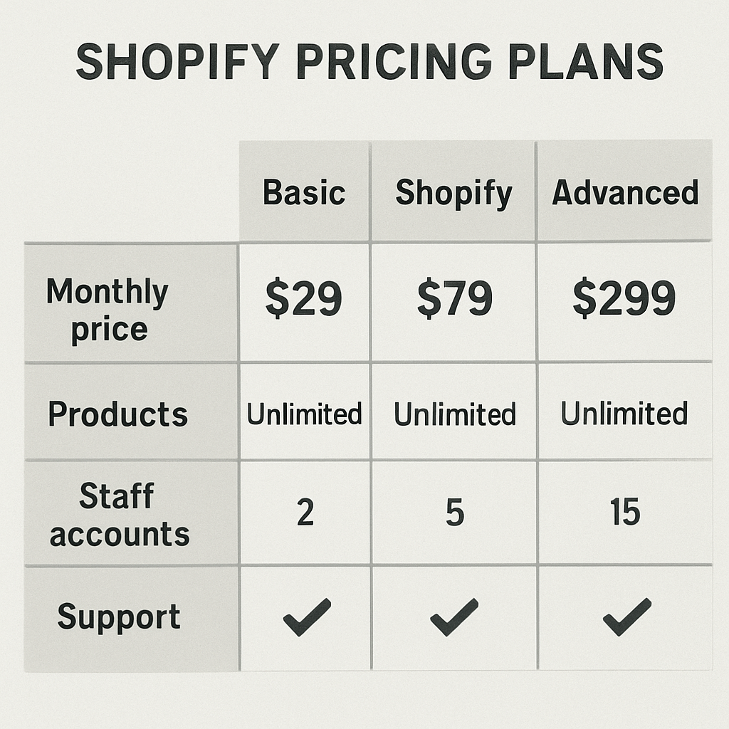 Graph of Shopify Pricing Plans and Features